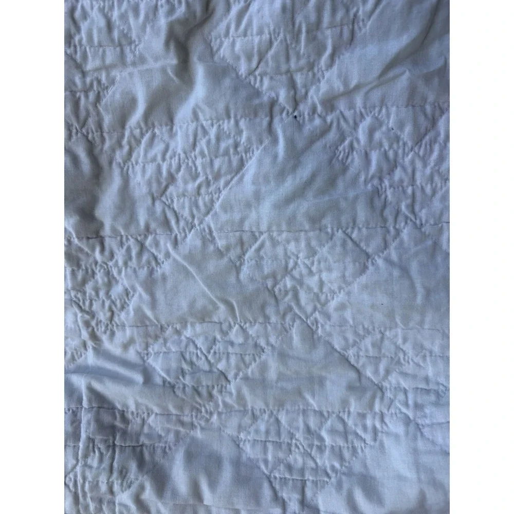 Vintage Handmade Quilt Geometric Triangles Cottagecore 93x80⁠ Queen Size